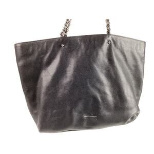 Rebecca Minkoff Soft Black Peebbled Leather Chain Handle Shoulder Bag Tote
